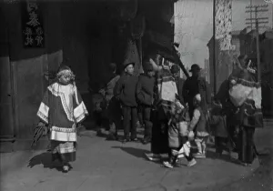 Chinese Americans Prints: Women and children walking down a street