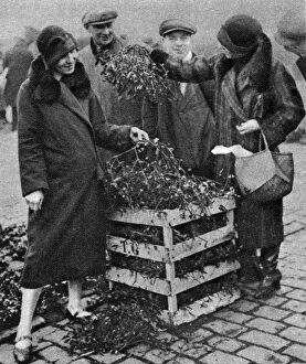 Caledonian Market Gallery: Women choosing bunches of mistletoe, Caledonian Market, London, 1926-1927