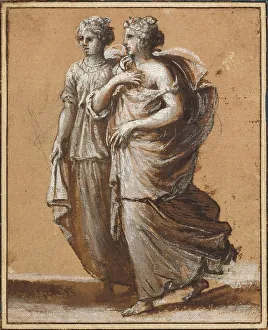 1640 Prints: Two Women in Classical Dress, mid-1640s. Creator: Claude Lorrain