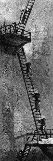 Women climbing ladders to carry coal up a mineshaft, Scotland, early 19th century Women climbing ladders to carry coal up a mineshaft, Scotland, early 19th century