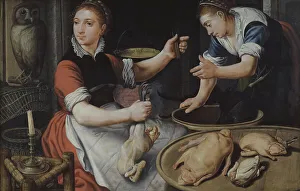 Lange Pieter Aertsen Prints: Two Women Cooking, 1562. Creator: Pieter Aertsen