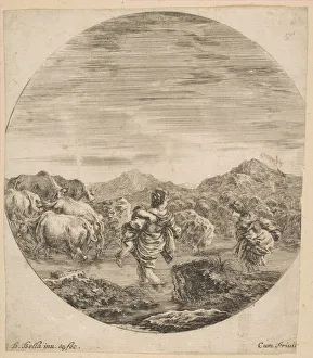 Wading Prints: Two Women Crossing a Stream, ca. 1646. Creator: Stefano della Bella