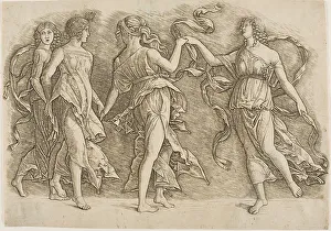 Festivities Prints: Four Women Dancing, c.1497. Creator: School of Andrea Mantegna