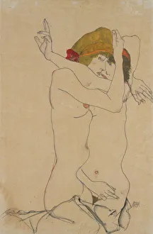 Embracing Prints: Two Women Embracing, 1913. Creator: Egon Schiele