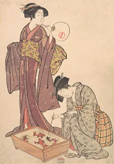 Sasuke Prints: Two Women Feeding Fish, 1739-1820. Creator: Kitao Shigemasa