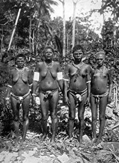 Women in festival attire, Melanesia, 1920.Artist: George Brown