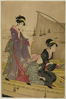 Women on a Fishing Boat, c. 1780 / 1800. Creator: Chokosai Eisho