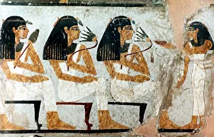 14th Century Bc Prints: Women with Flowers and Lotus, 18th Dynasty