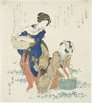 Herb Gallery: Two women gathering herbs, Japan, early 1830s. Creator: Katsushika Taito