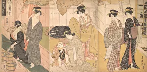 Toyokuni Prints: Women and an Infant Boy in a Public Bath House, ca. 1799. Creator: Utagawa Toyokuni I