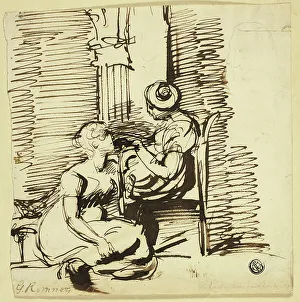 Two Women in Interior, n.d. Creator: George Romney