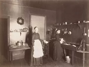 Pots Gallery: Two Women in a Kitchen, 1880s-90s. Creator: Unknown