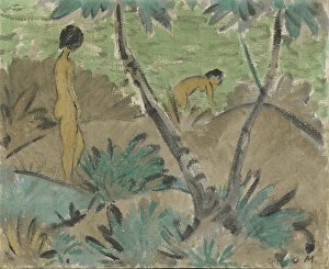 Otto Müller Prints: Two Women in a Landscape, c1916. Creator: Otto Mueller
