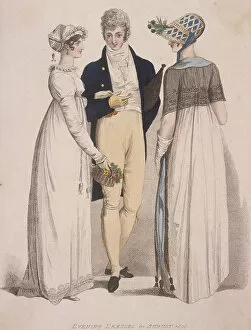 Anon Anon Anonymous Gallery: Two women and a man wearing evening dress, 1808. Artist: W Read