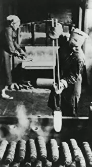 Women manufacturing shell casings in a Russian factory, World War II, 1943