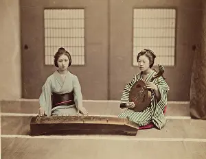 Traditional Culture Prints: Two Women with Musical Instruments, c1885. Creator: Unknown