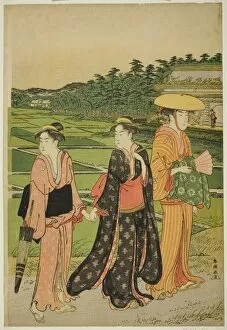 Holding Hands Gallery: Three Women near Rice Paddies, c. 1780 / 1801. Creator: Katsukawa Shuncho