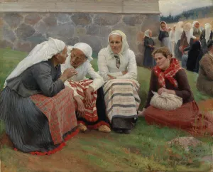 Women Outside the Church at Ruokolahti; Women of Ruokolahti on the Church Hill, 1887. Creator: Albert Edelfelt