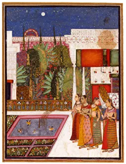 Four Women in a Palace Garden, Mid of the 18th cen Artist: Indian Art