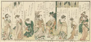 Eight Women Performing New Year Activities, 1796. Creator: Kubo Shunman