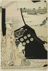 Boating Prints: Women on a Pleasure Boat, c. 1790. Creator: Hosoda Eishi