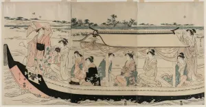 Women in a Pleasure Boat on the Sumida River, early 1790s. Creator: Ch?bunsai Eishi (Japanese