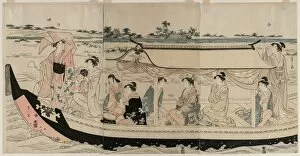 Ch Bunsai Eishi Japanese Gallery: Women in a Pleasure Boat on the Sumida River, early 1790s. Creator: Ch?bunsai Eishi (Japanese)