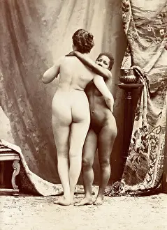 Relationship Prints: Two women posing naked in a photographic studio