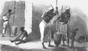 Senegalese Prints: Women pounding Millet; Journey from the Senegal to the Niger, 1875. Creator: Unknown