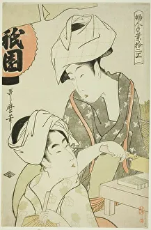 Women Preparing Gion Bean Curd, from the series Twelve Types of Women's... Japan, c. 1798/99. Creator: Kitagawa Utamaro. Women Preparing Gion Bean Curd, from the series Twelve Types of Women's... Japan, c. 1798/99
