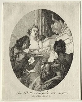 Three Women Presenting Gifts of Marc Anthony to Cleopatra. Creator: Giovanni Domenico Tiepolo Three Women Presenting Gifts of Marc Anthony to Cleopatra. Creator: Giovanni Domenico Tiepolo