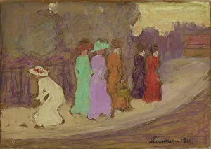 Rissanen Juho Prints: Women on the Promenade, 1915. Creator: Juho Rissanen