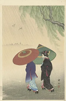 Koson 1877 1945 Prints: Two women in the rain, 1925-1936. Creator: Ohara, Koson (1877-1945)