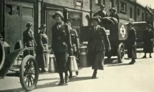 Delivering Gallery: Women reservists delivering milk to a hospital, First World War, c1914-1918, (c1920)