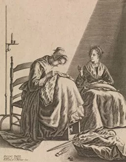 Eyesight Collection: Two Women Sewing, Plate 1 from Five Feminine Occupations, ca. 1640-57