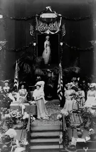 Convention Prints: Women on stage at Daughters of the American Revolution convention