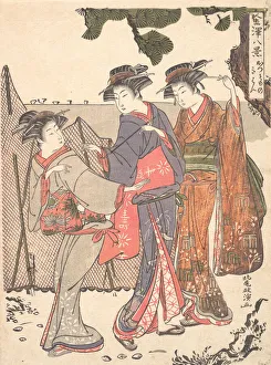 Three Women Standing on the Seashore, 1761-1816. Creator: Kitao Masanobu