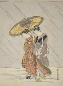 Two Women in a Storm, 1764-72. 1764-72. Creator: Suzuki Harunobu