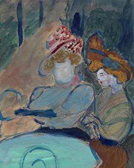 Von 1860 1938 Prints: Two Women in a Street Cafe. Artist: Verefkin, Marianne, von (1860-1938)