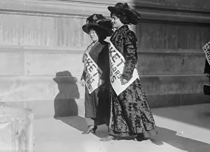 Dressmaker Prints: Women strike pickets, New York, 1910. Creator: Bain News Service