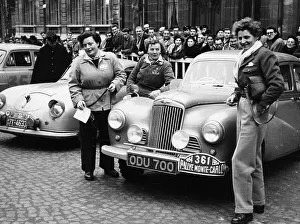 Three women with a Sunbeam Talbot, Monte Carlo Rally, 18th January 1954