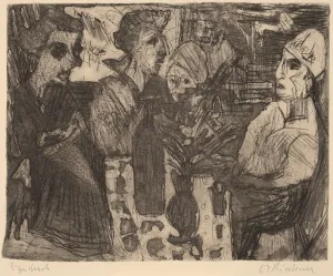 Die Brucke Gallery: Women at a Table in a Room, 1920. Creator: Ernst Kirchner