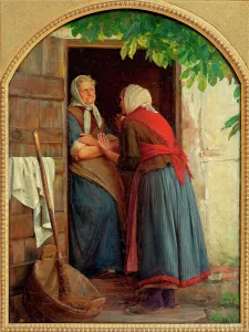 Old Women Prints: Two women talking, 1874. Creator: Carl Bloch