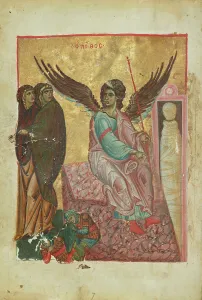 Rite Prints: The Women at the Tomb; Gospel Book, late 13th century. Creator: Unknown