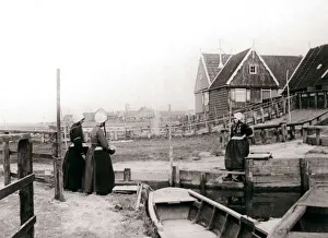 Women in traditional dress, Marken Island, Netherlands, 1898. Artist: James Batkin Women in traditional dress, Marken Island, Netherlands, 1898. Artist: James Batkin