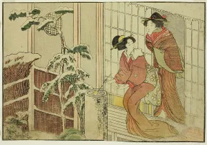 Double Page Prints: Two Women on Verandah on a Snowy Morning