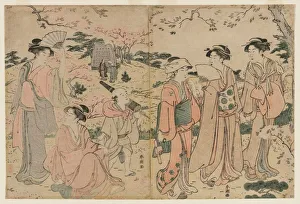 1615 1868 Prints: Women Viewing Cherry Blossoms at Asukayama, 1780s. Creator: Katsukawa Shuncho (Japanese)