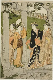 Pilgrims Prints: Women Visiting Mimeguri Shrine, c. 1788. Creator: Torii Kiyonaga