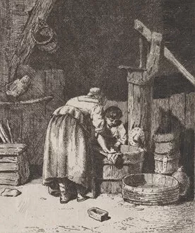 Images Dated 7th December 2020: Women Washing, ca. 1845-50. Creator: Charles Emile Jacque