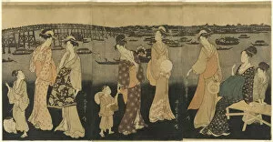 Women watching fireworks at Sumida River, Japan, c. 1795 / 96. Creator: Kitagawa Utamaro